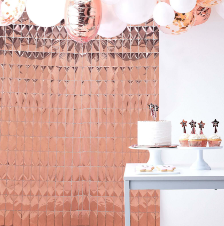 ROSE GOLD KARE ARKO FON IŞILTILI PERDE (90X240)