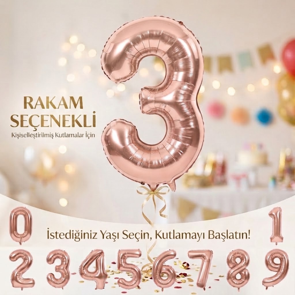 Rose Gold Rakam Folyo Balon (100 cm)