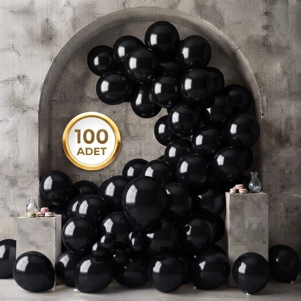 Siyah Metalik Balon (100 adet)