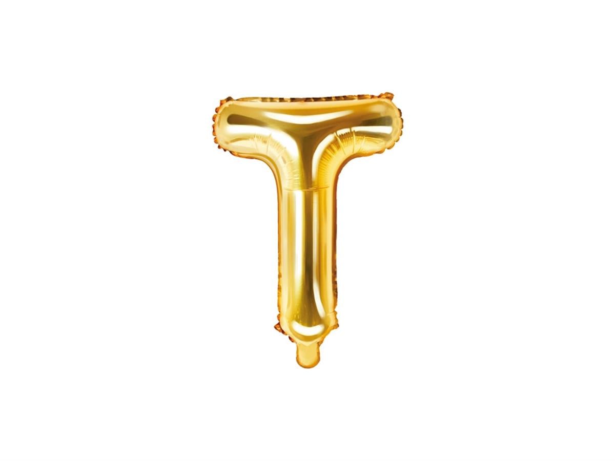 T Harf Gold Folyo Balon (35 CM)