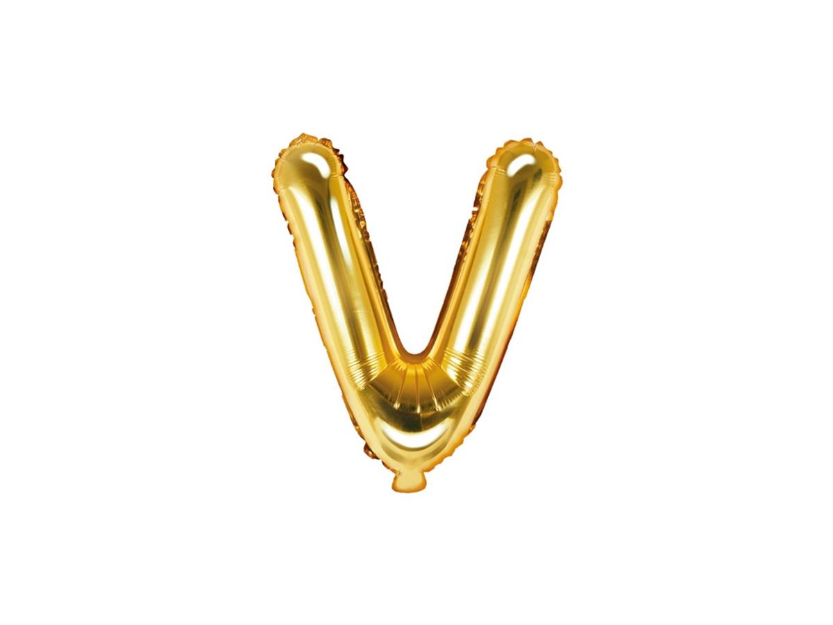 V Harf Gold Folyo Balon (35 CM)