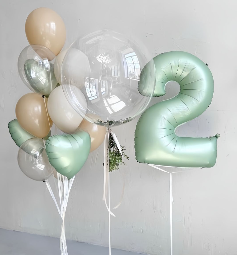 Zeytin Yeşili Balon Buketi