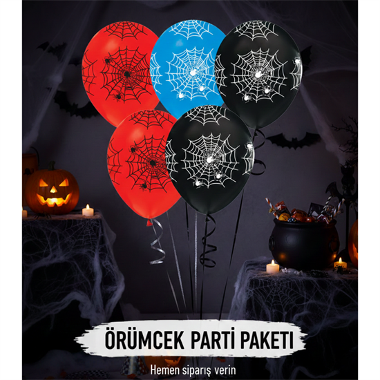 Örümcek Desenli Baskılı Lateks Balon (5 Adet)