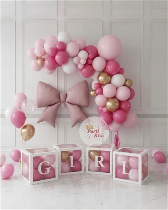 Pembe Fiyonklu Pink Balon Zinciri Konsepti