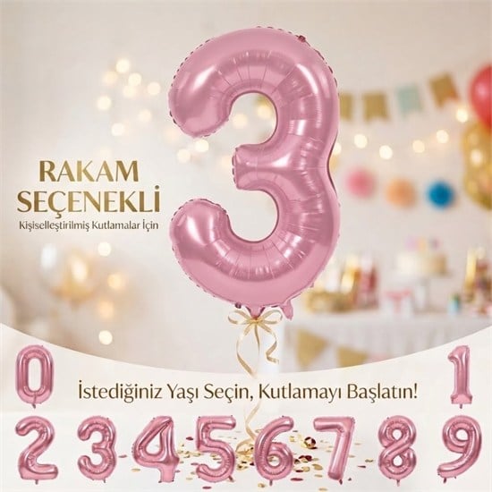 Pembe Rakam Balon (75 cm)