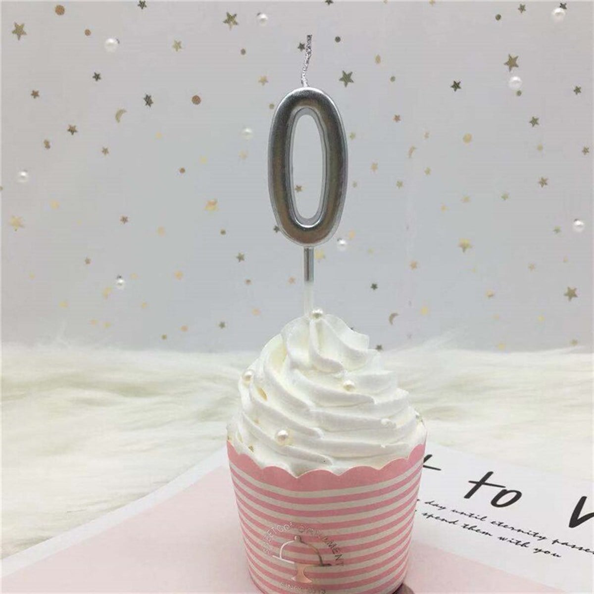 0 GÜMÜŞ RAKAM MUM (9 CM)