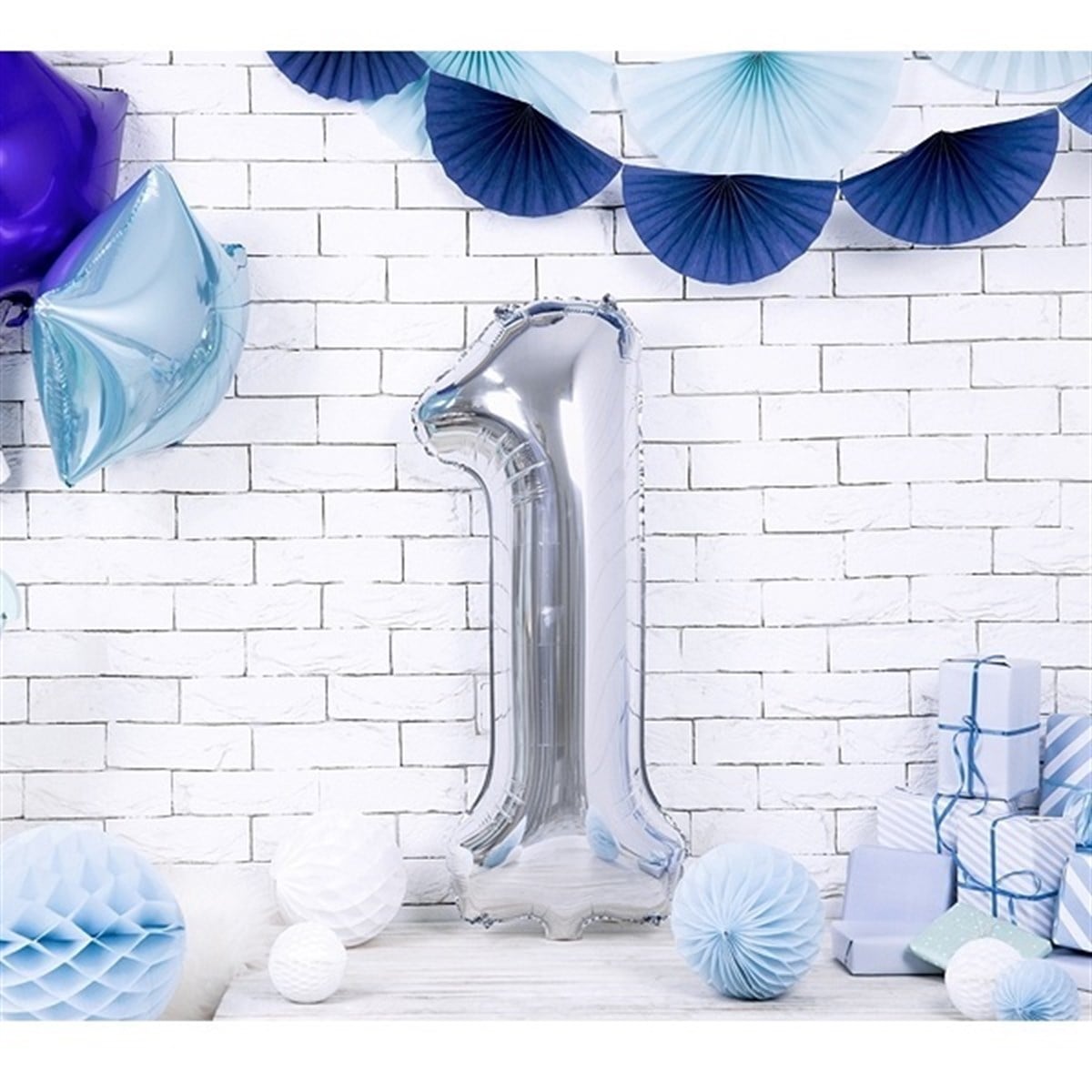 1 GÜMÜŞ RAKAM BALON (100 cm)