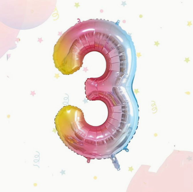 3 GÖKKUŞAĞI RAKAM BALON (100 CM)