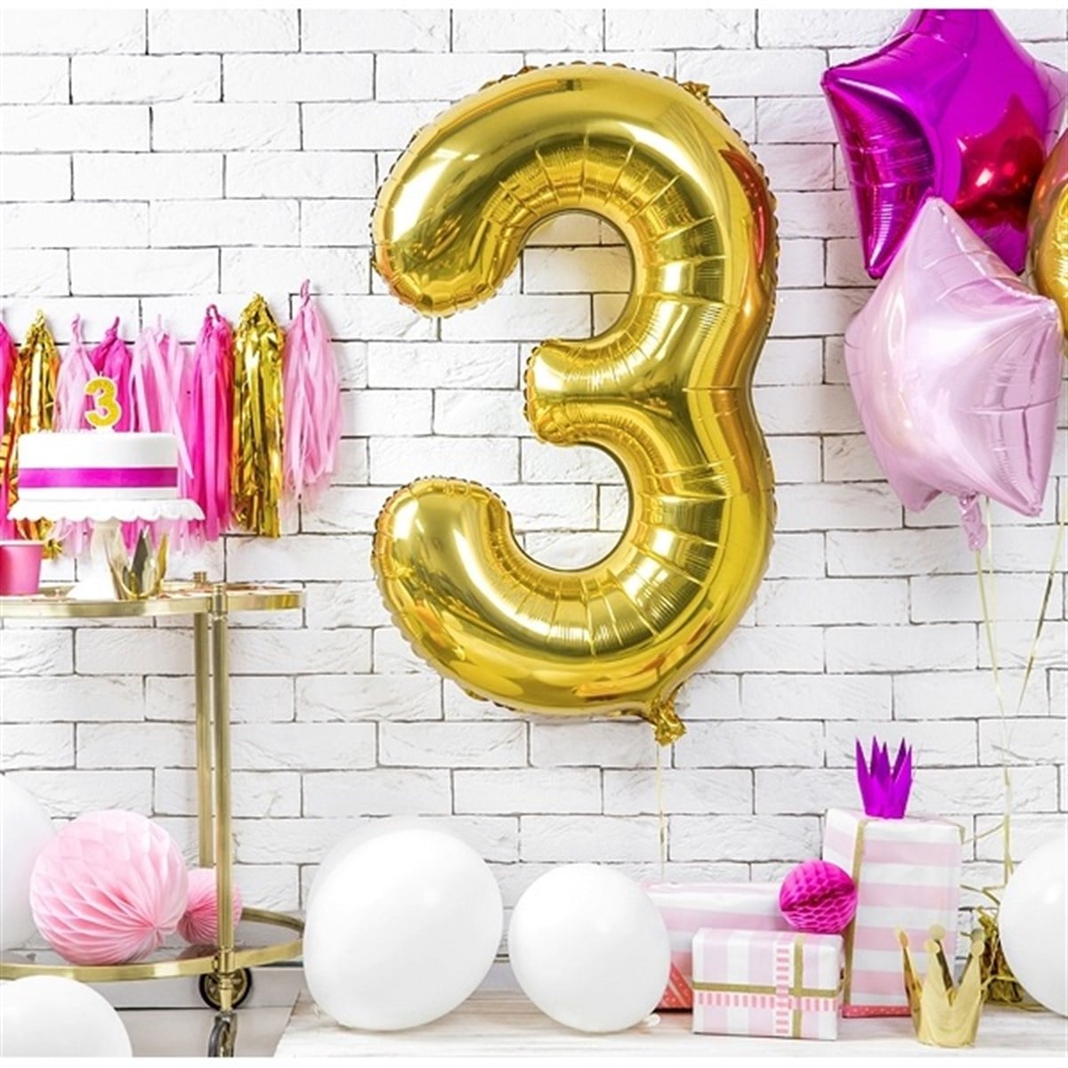 3 GOLD RAKAM BALON (100 cm)
