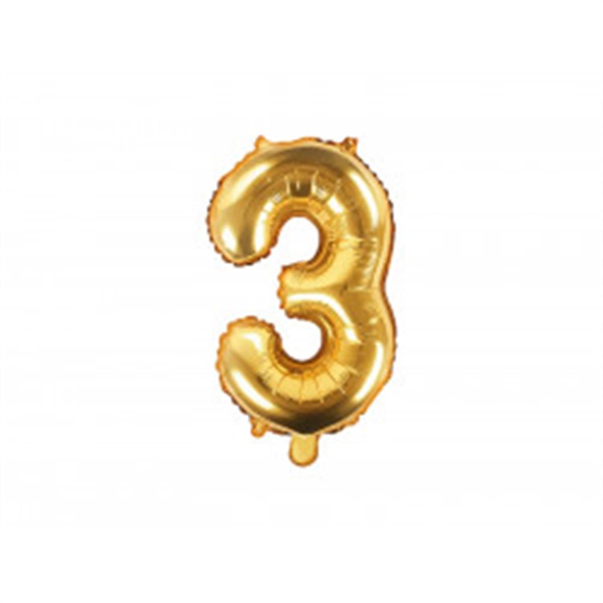 3 Rakam Gold Folyo Balon (35 CM)  