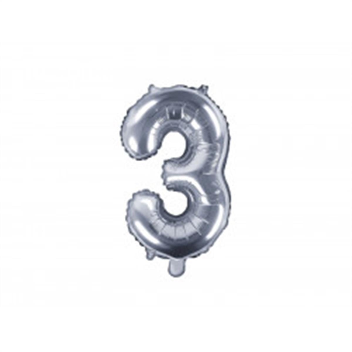 3 Rakam Gümüş Folyo Balon (35 CM)