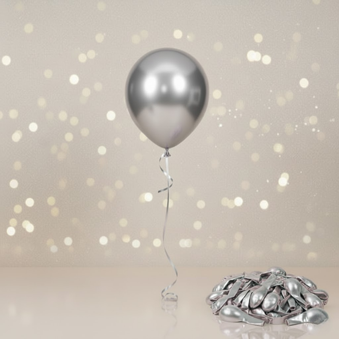 5 ADET MİNİ GÜMÜŞ KROM BALON (5 İNÇ)