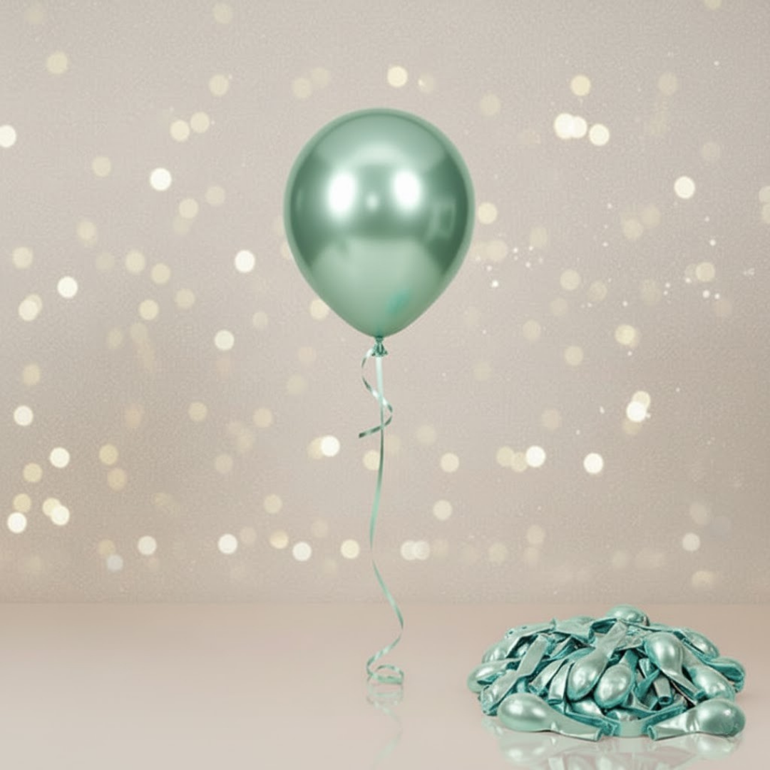 5 ADET MİNİ MİNT YEŞİLİ KROM BALON (5 İNÇ)