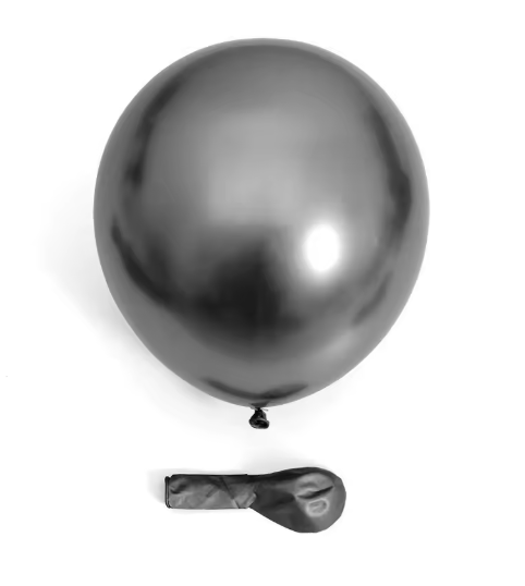 5 ADET MİNİ SİYAH KROM BALON (5 İNÇ)