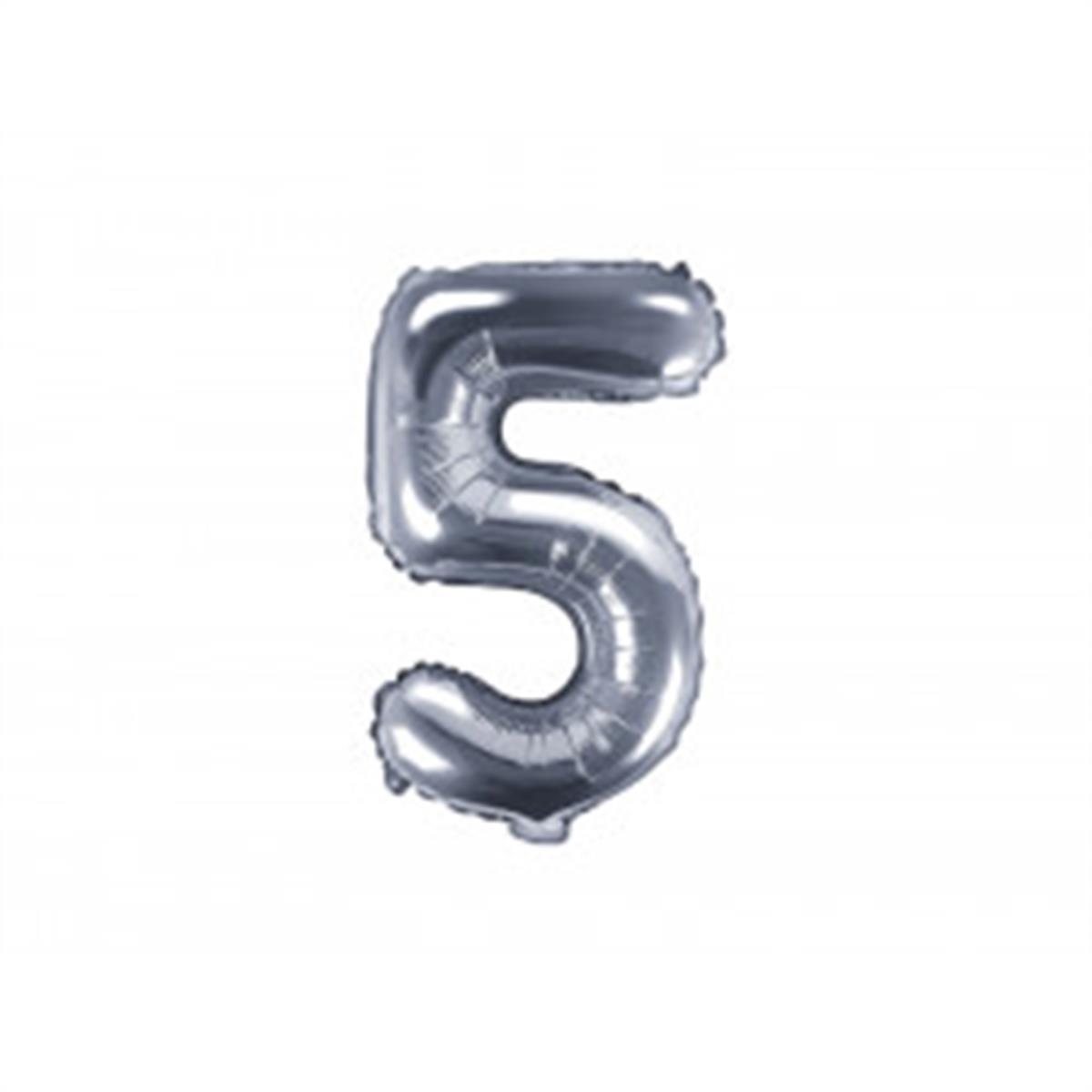 5 Rakam Gümüş Folyo Balon (35 CM)