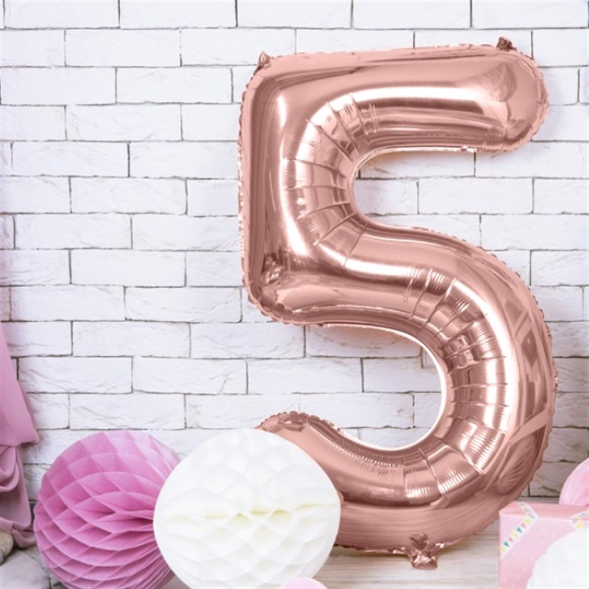5 ROSE  GOLD RAKAM BALON (1OO cm)