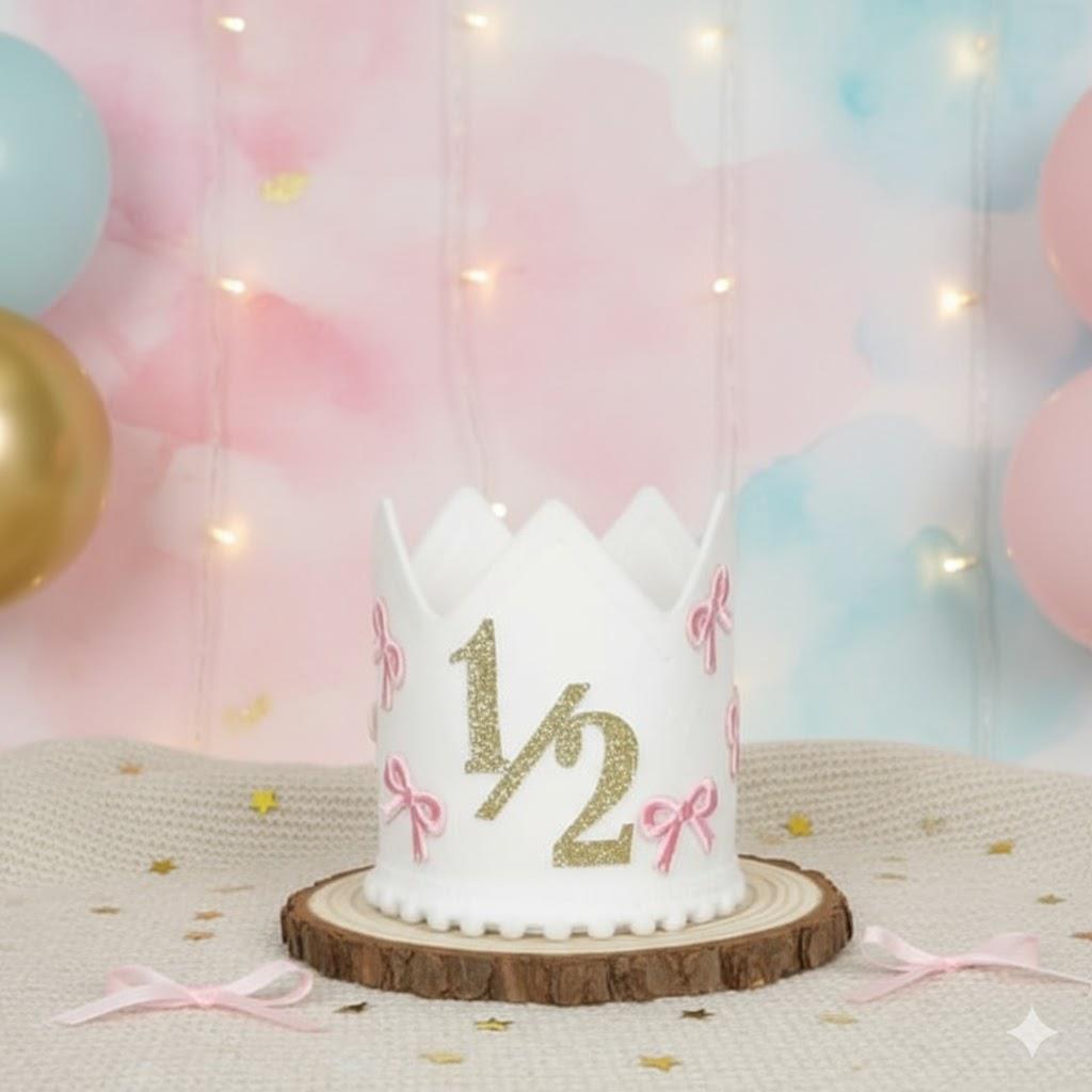 6 Ay Pembe Fiyonk Taç Aksesuar