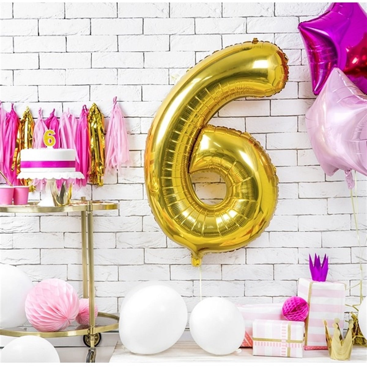 6 GOLD RAKAM BALON (100 cm)