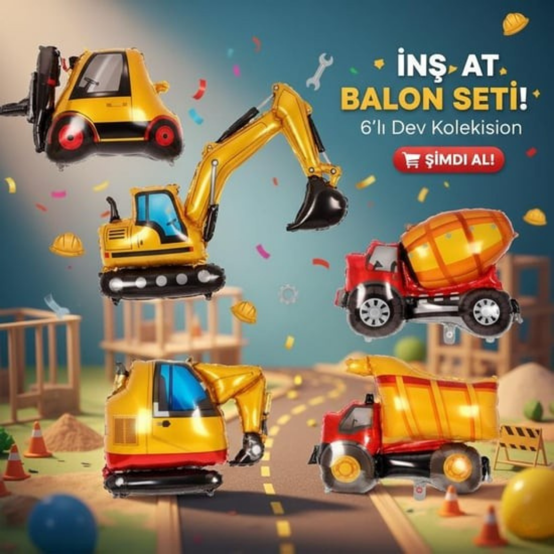6 lı İnşaat Folyo Balon Set (30 cm)