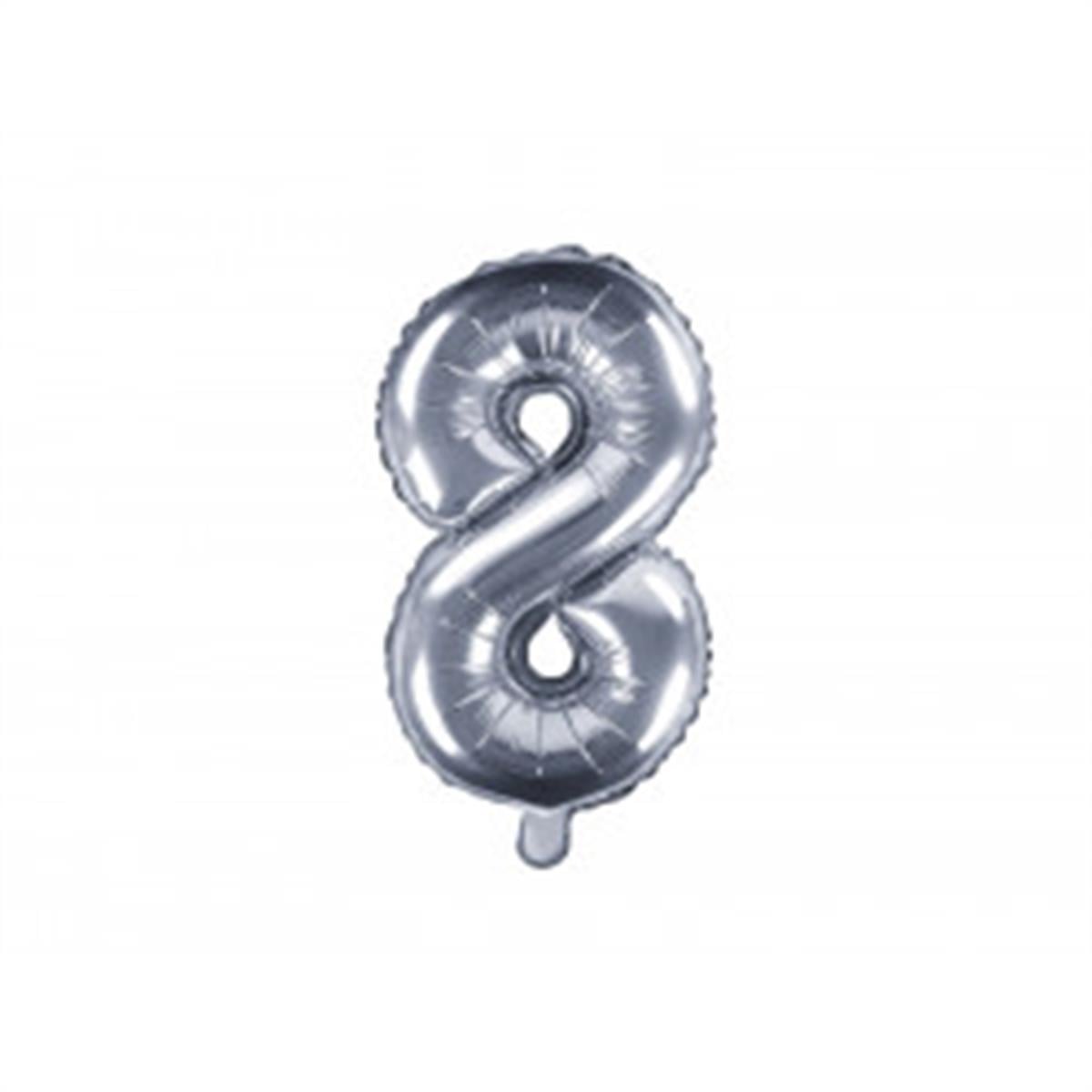 8 Rakam Gümüş Folyo Balon (35 CM)