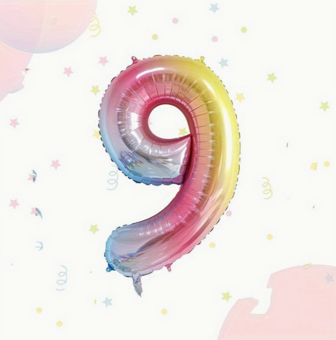 9 GÖKKUŞAĞI RAKAM BALON (100 CM)
