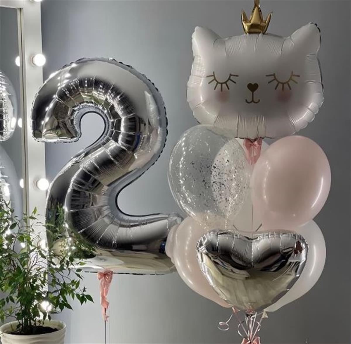BEYAZ KEDİ BALON SET