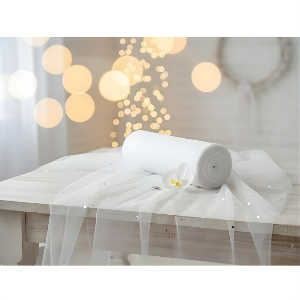 Beyaz Kristal Süsleme Tülü (2 metre)