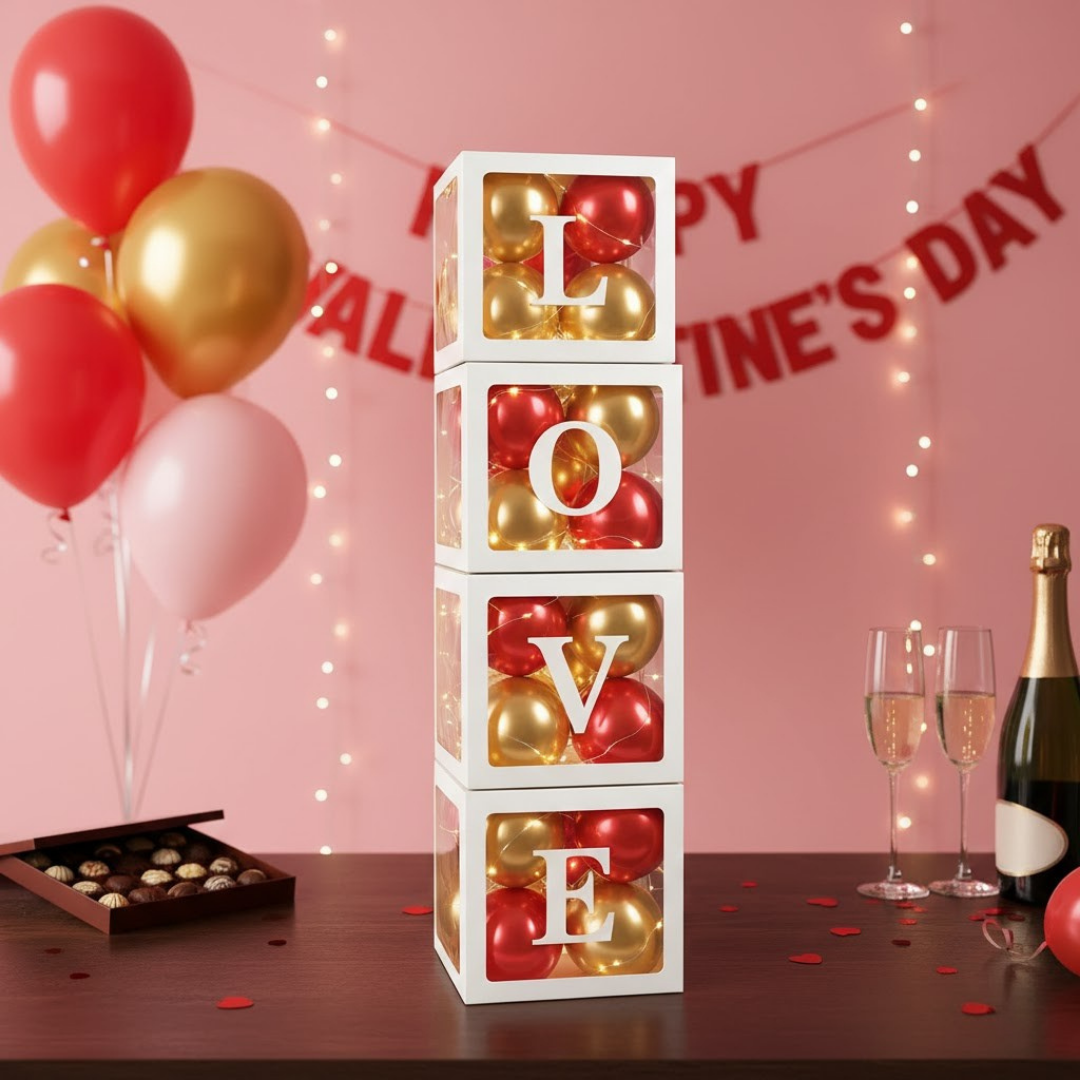 Beyaz Love 4 lü Balon Kutusu 