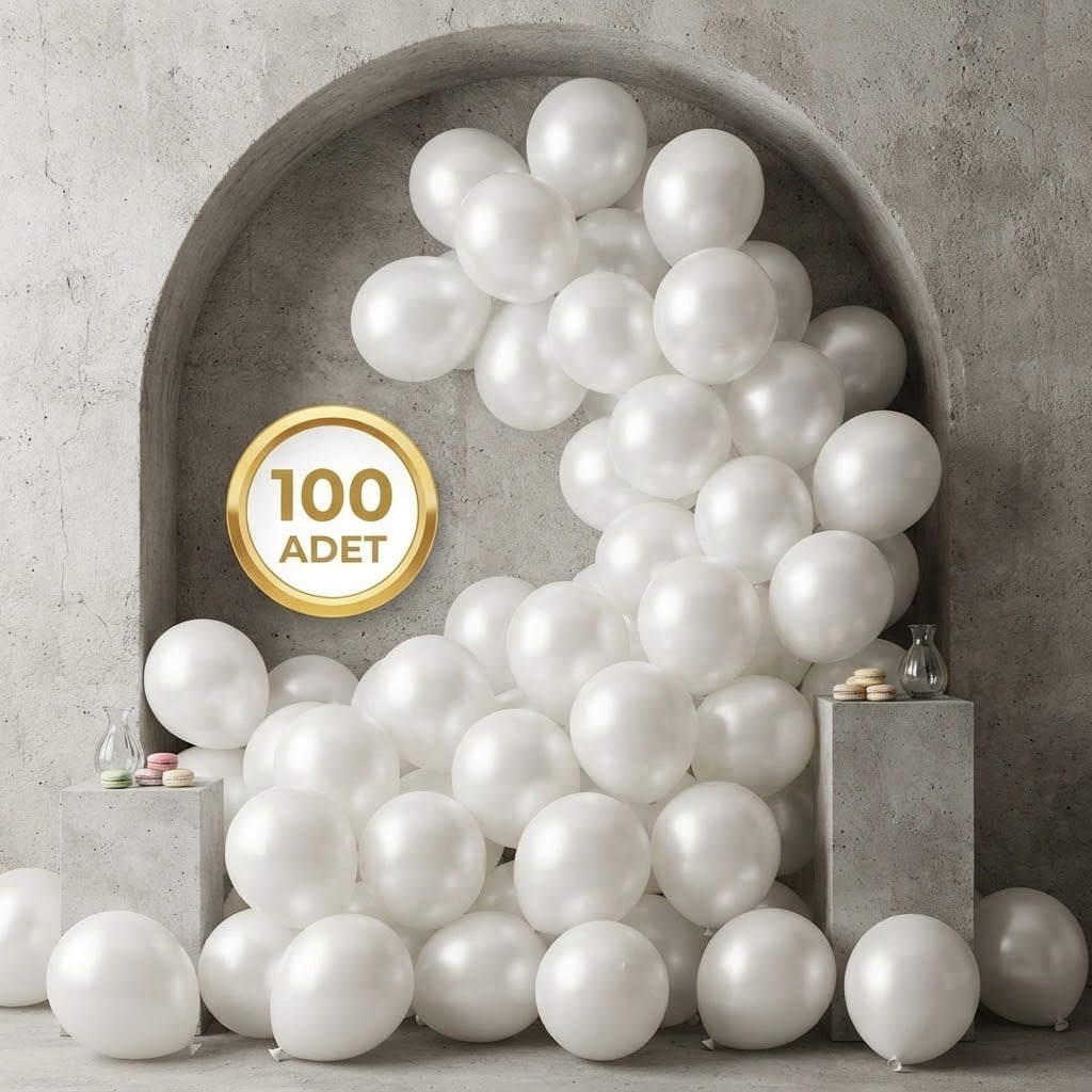 Beyaz Metalik Balon (100 adet)