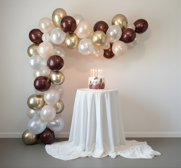 Bordo ve Rose Balon Zinciri Konsepti