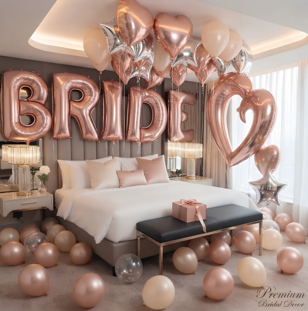 Bride Folyo Harf Balon Seti, Kalp Folyo ve Lüks Parti Seti 