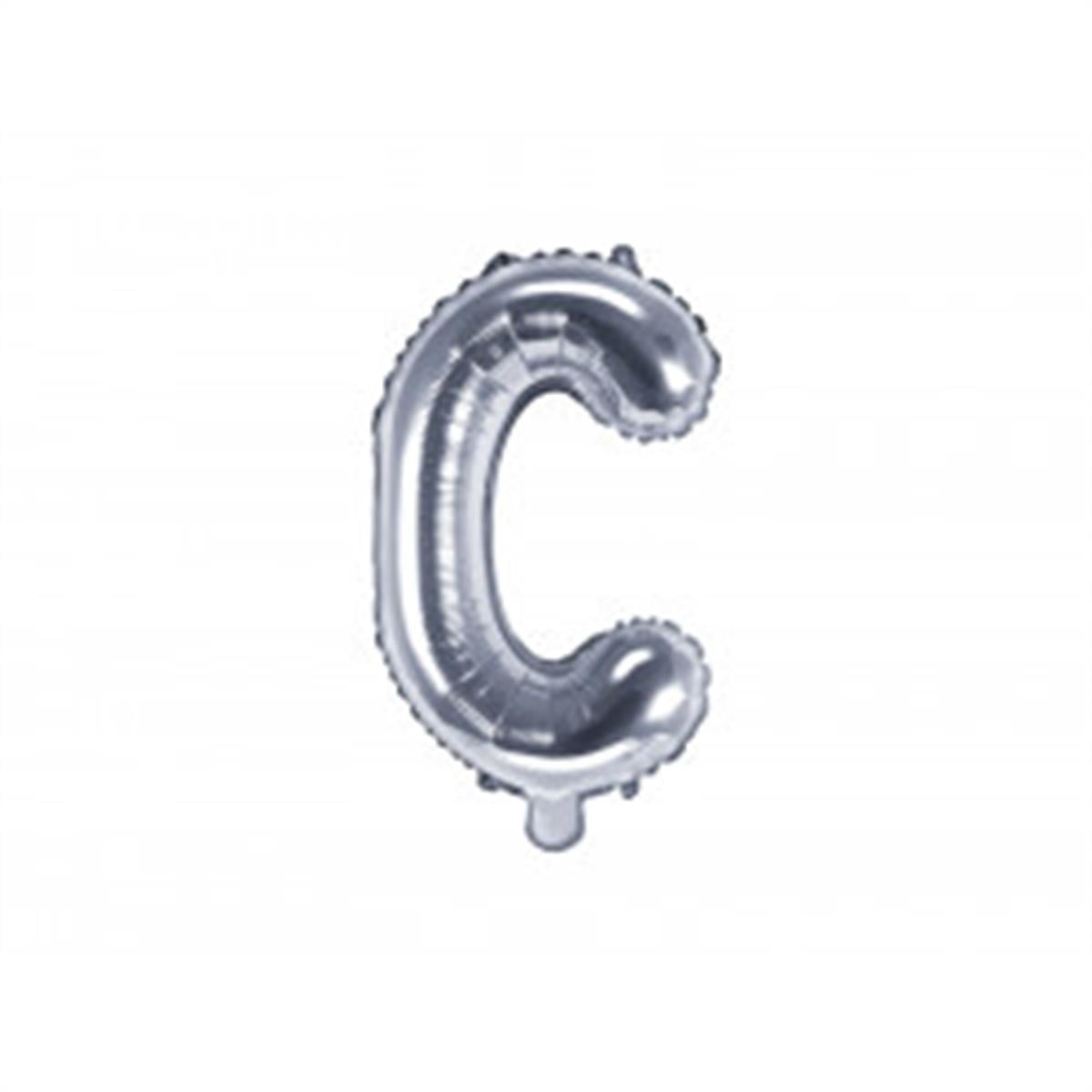 C Harf Gümüş Folyo Balon (35 CM)  