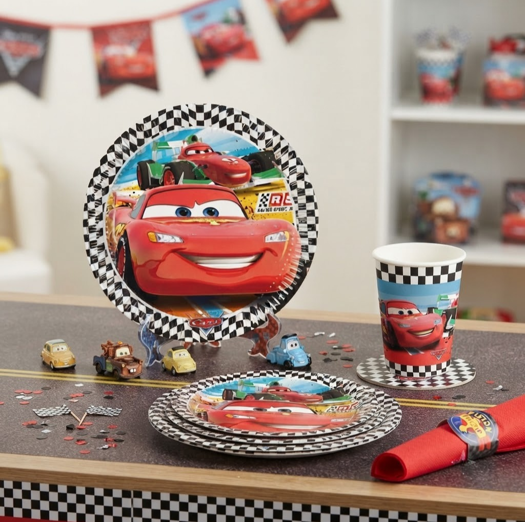Cars Temalı Tabak ve Bardak Seti (8 Kişilik)