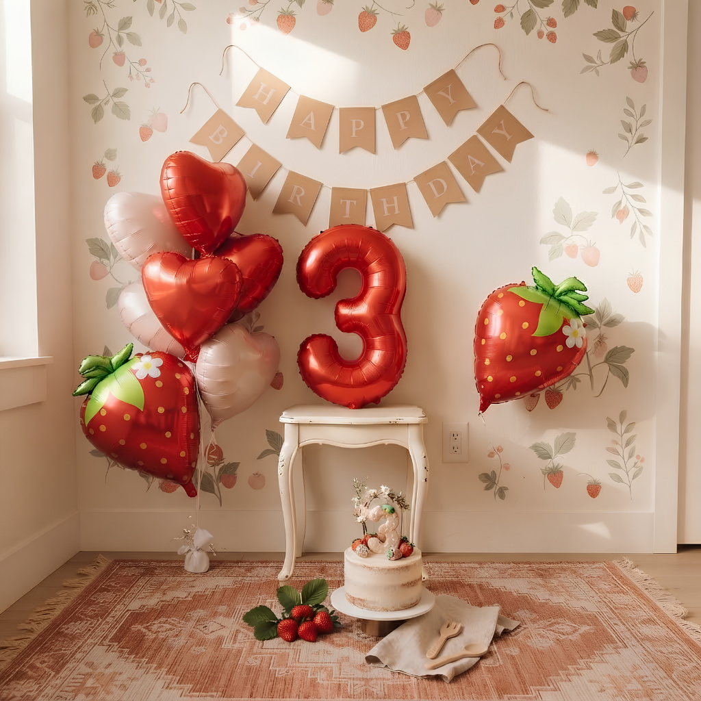 Çilek Temalı Folyo Balon Konsept