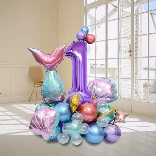 Deniz Kızı Temalı Rakam Balon Demeti
