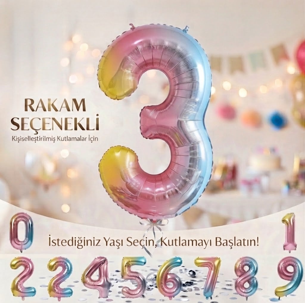 Gökkuşağı Rakam Folyo Balon (100 cm)