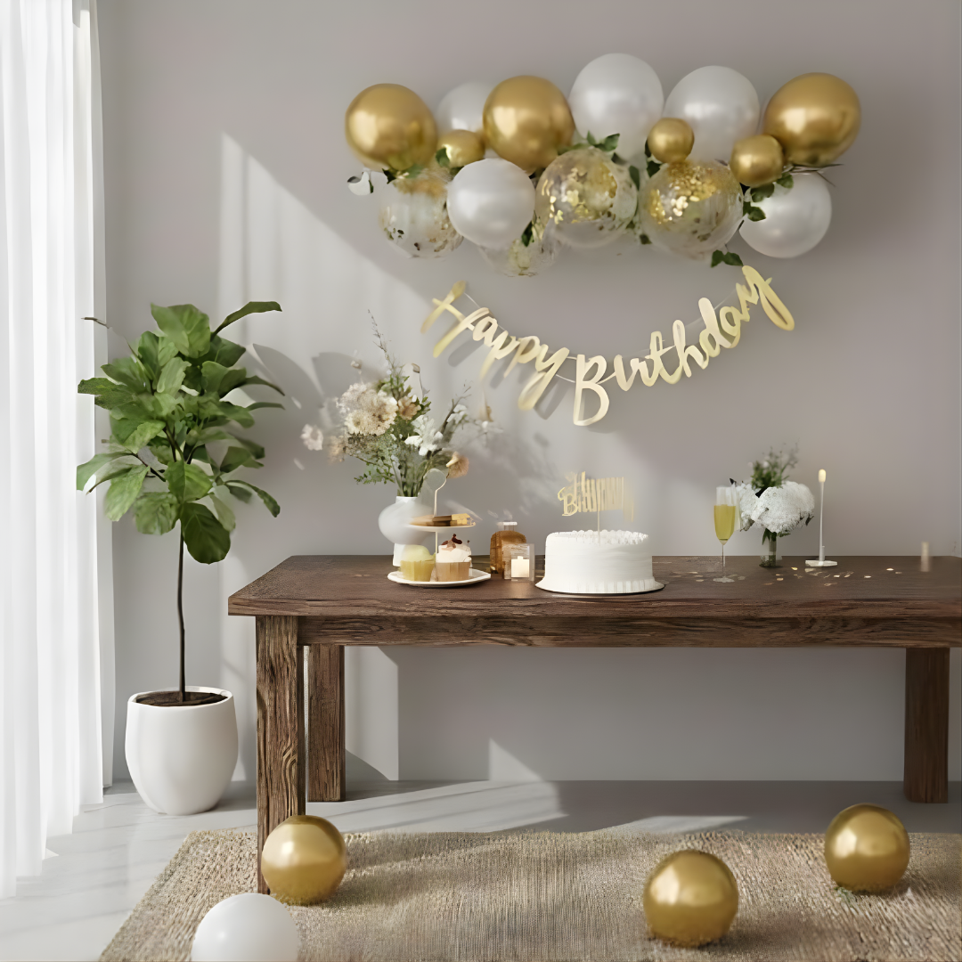 Gold Happy Birthday Balon Set