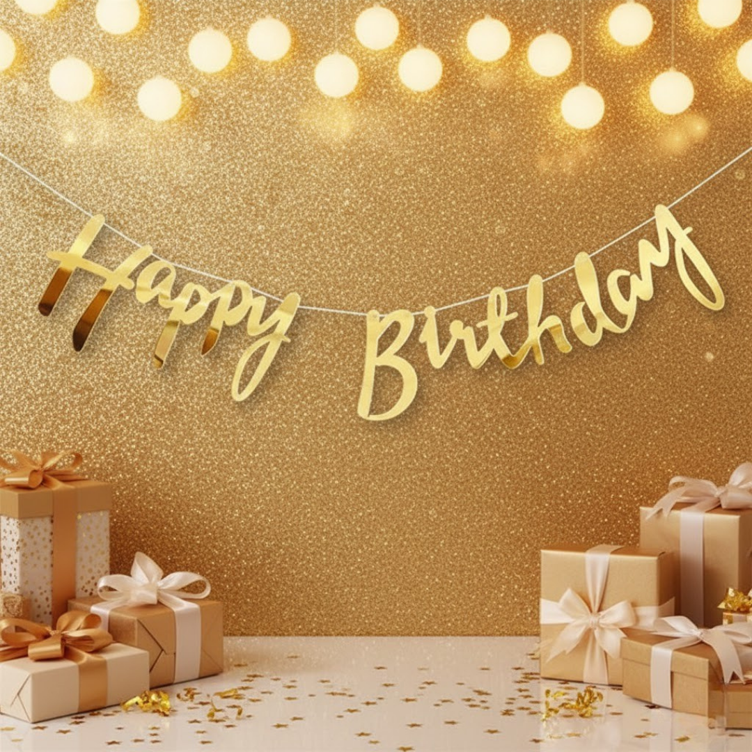 GOLD HAPPY BİRTHDAY BANNER