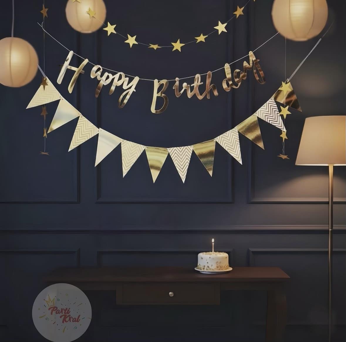 GOLD HAPPY BİRTHDAY BANNER SET