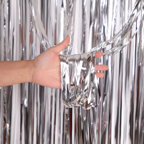 GÜMÜŞ IŞILTILI PERDE (90X240)