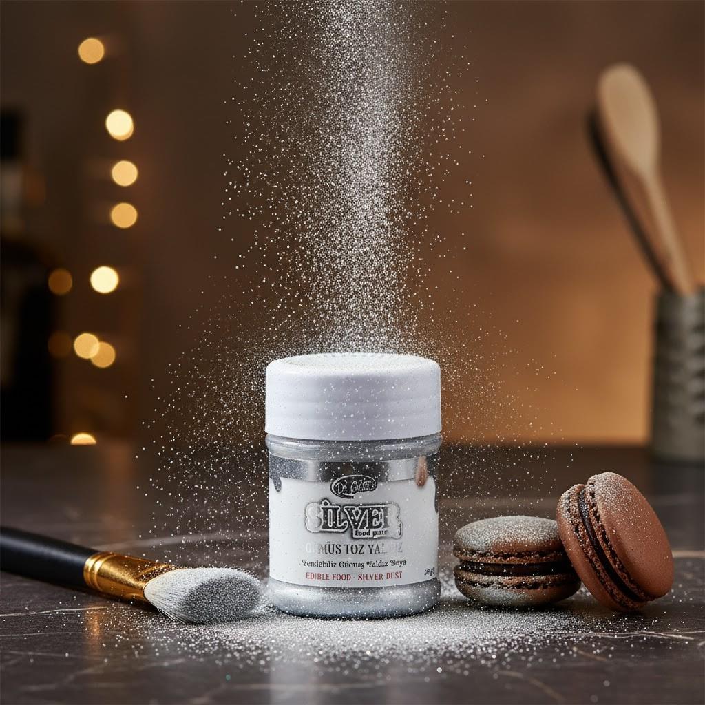Gümüş Metalik Yenilebilir Toz Gıda Boyası 10 Gr