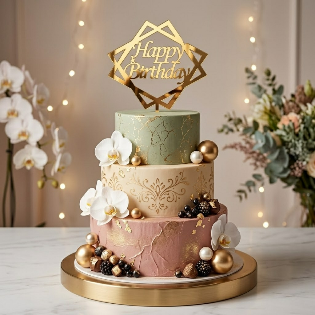 HAPPY BİRTHDAY GOLD PASTA PLEKSİ