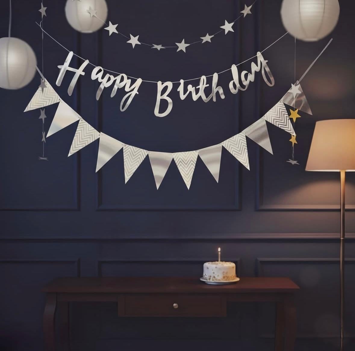 Happy Birthday Gümüş Banner Set