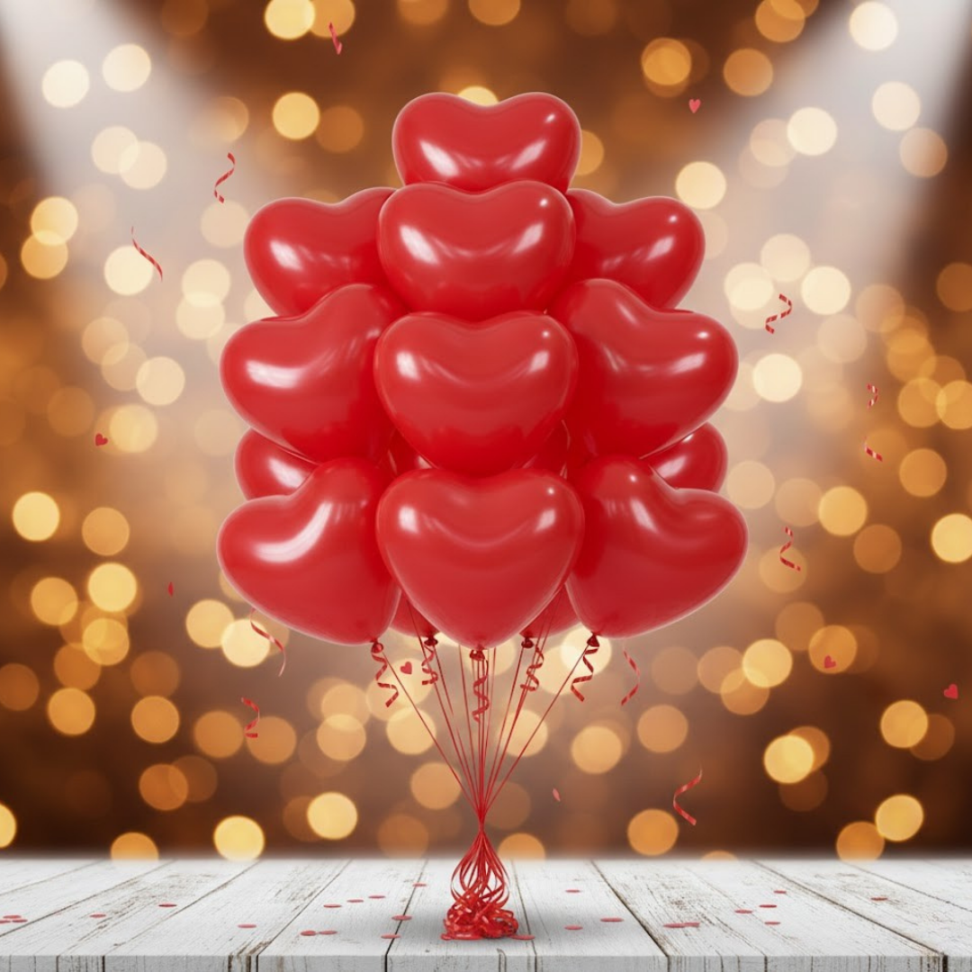 Kırmızı Kalp Şekilli Lateks Balon (10 Adet)
