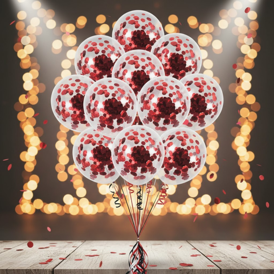 KIRMIZI PULLU ŞEFFAF LATEKS BALON (10 ADET)