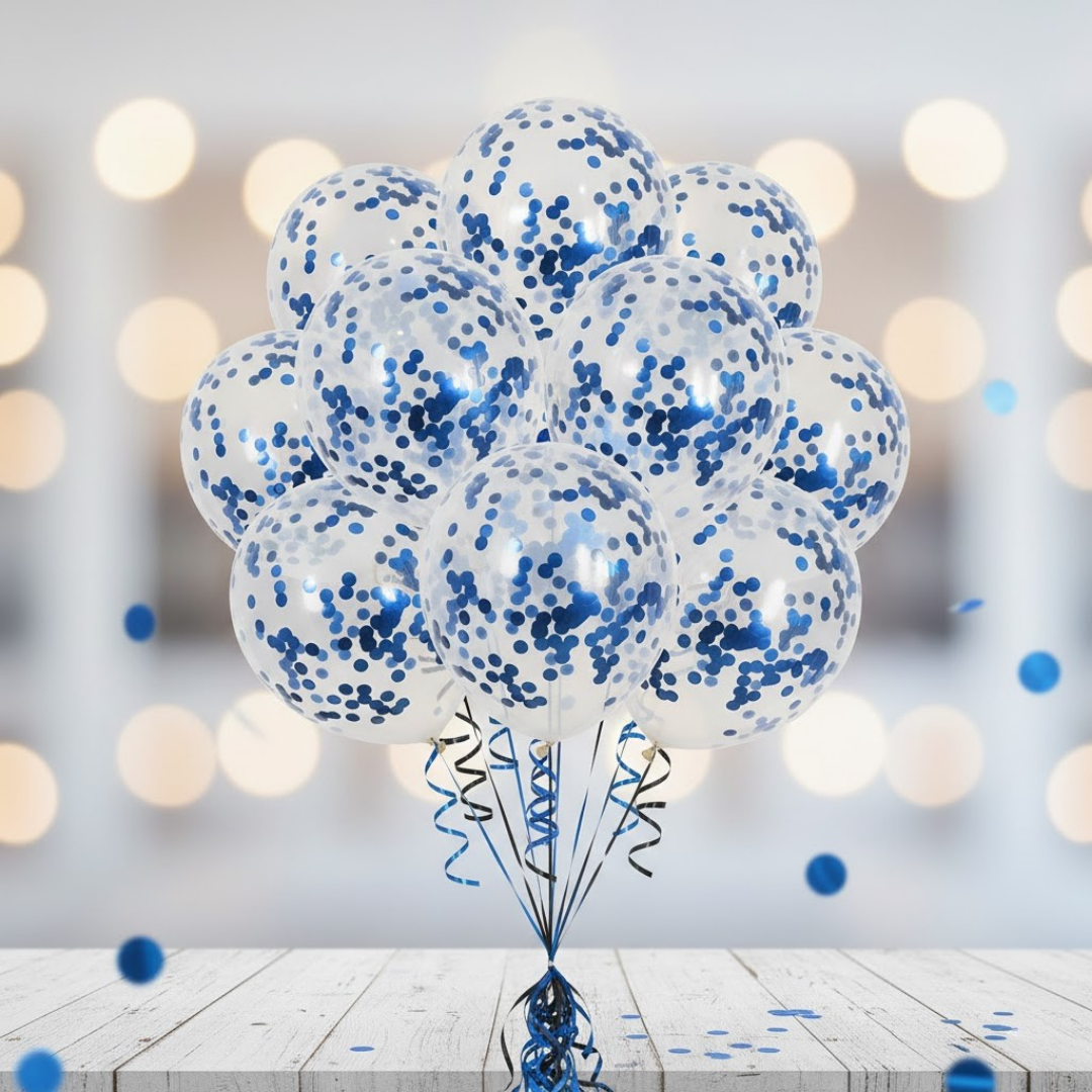 LACİVERT PULLU ŞEFFAF LATEKS BALON (10 ADET)