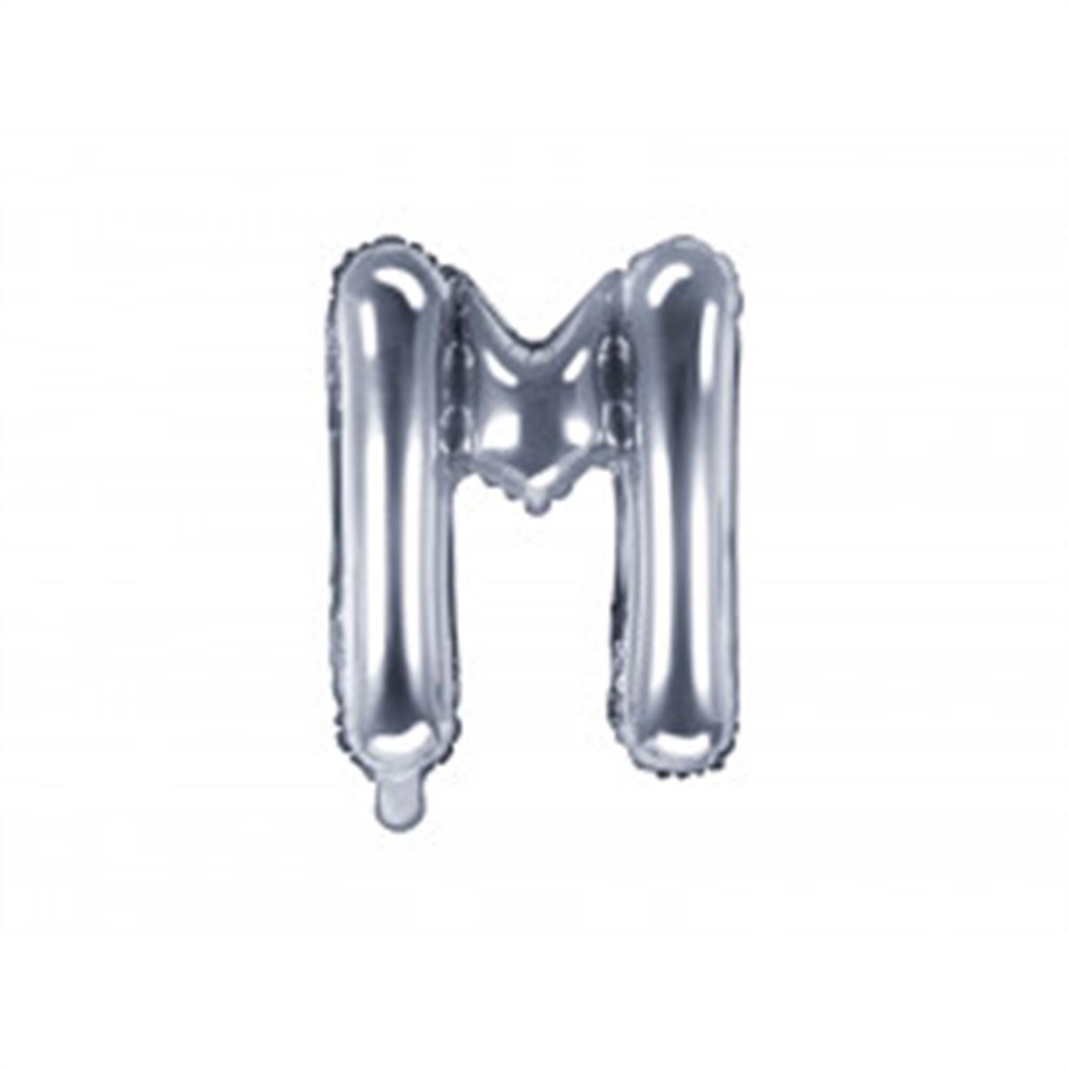 M Harf Gümüş Folyo Balon (35 CM)  