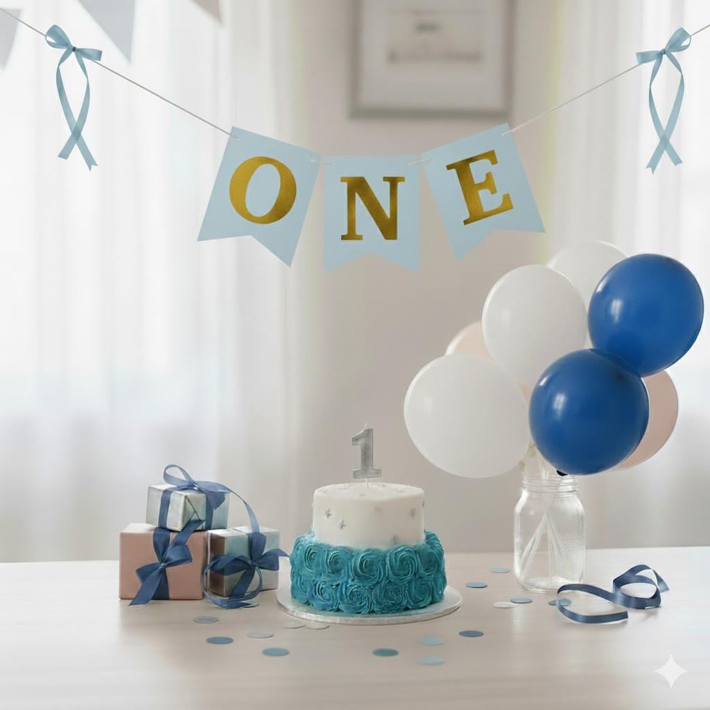 Mavi Fiyonk Detaylı Gold One Banner