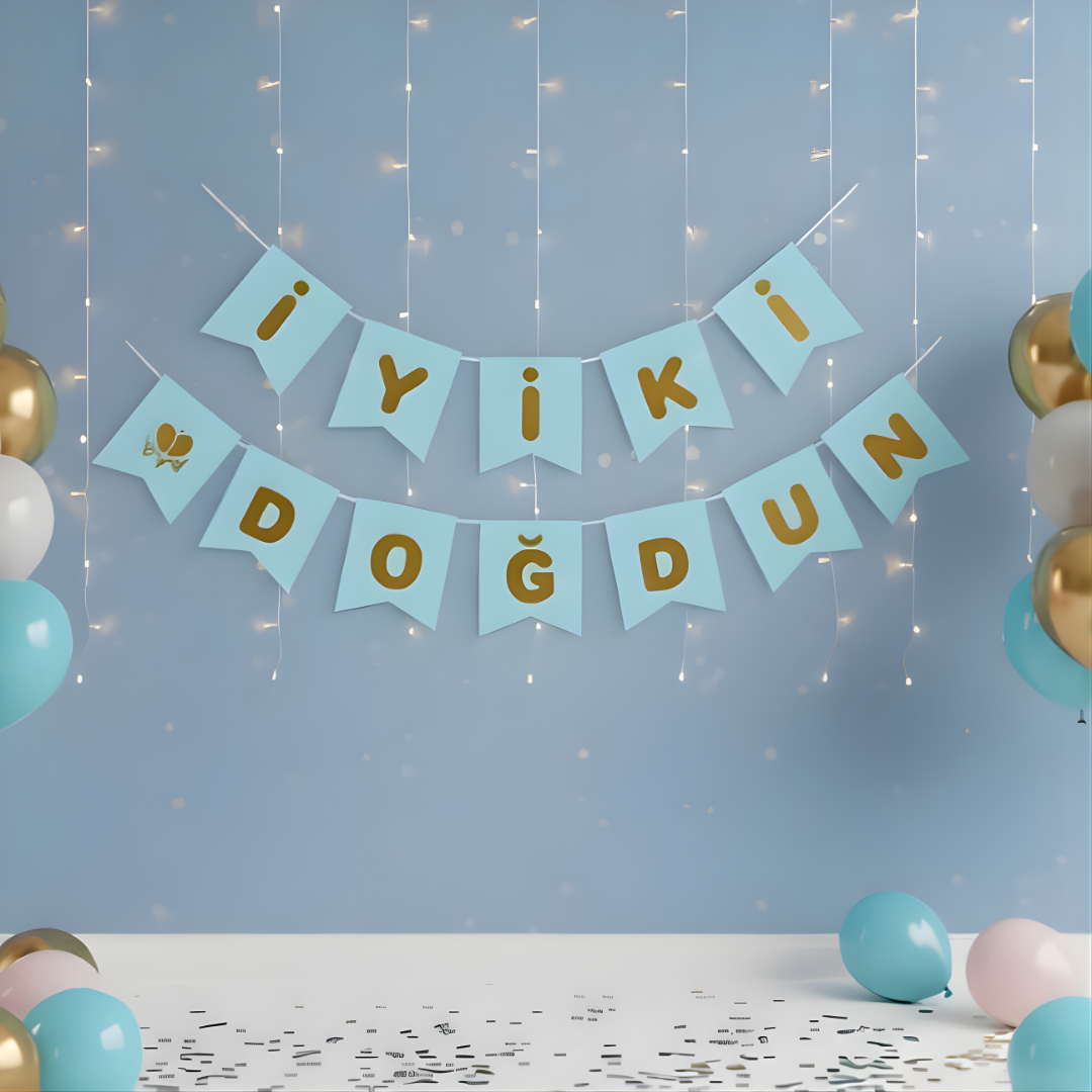 MAVİ GOLD İYİ Kİ DOĞDUN BANNER