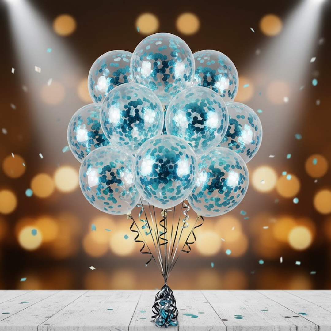 MAVİ PULLU ŞEFFAF LATEKS BALON (10 ADET)